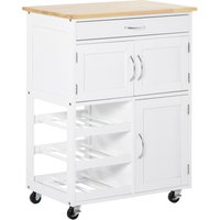 HOMCOM Kücheninsel mit viel Stauraum, 2 Schränken, Schublade, 9-Flaschen-Fach, MDF Weiß, Gummibaumholzplatte Aosom HOMCOM Kücheninsel mit viel Stauraum, 2 Schränken, Schublade, 9-Flaschen-Fach, MDF Weiß, Gummibaumholzplatte Aosom von HOMCOM