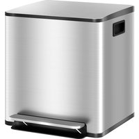 HOMCOM Küchenmülleimer 2 x 15L Mülltonne mit Pedal 2 Fächer, aus Edelstahl mit sanftem Verschluss, abnehmbare Eimer, 41,8L x 36,7B x 44H cm silber   Aosom von HOMCOM