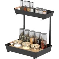HOMCOM Küchenregal, Höhenverstellbar Standregal mit 2 Körbe, Kaffeebar, Bäckerregal aus Metallrahmen, Schwarz, 40 x 30 x 33,5-42 cm   Aosom von HOMCOM