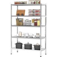 HOMCOM Küchenregal mit 5 verstellbaren Regalen auf 13 verschiedenen Höhen, Edelstahlregal 201, für Gewürze, Töpfe und Pfannen, 91x40x139 cm, Silber   Aosom von HOMCOM