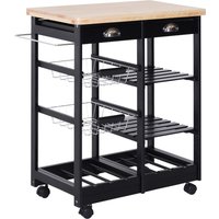 HOMCOM Küchenrollwagen  Servierwagen mit Korb, Schublade, Weinablage, Holz, Schwarz, 74x37x76cm  Aosom HOMCOM Küchenrollwagen  Servierwagen mit Korb, Schublade, Weinablage, Holz, Schwarz, 74x37x76cm  Aosom von HOMCOM