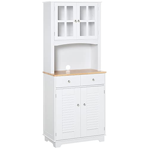 HOMCOM Küchenschrank, Hochschrank mit 2 Schränken, Küchenbuffet mit verstellbaren Ablagen, Buffetschrank, Esszimmerschrank für Küche, Esszimmer, 68 x 39,5 x 170 cm, Weiß HOMCOM Küchenschrank, Hochschrank mit 2 Schränken, Küchenbuffet mit verstellbaren Ablagen, Buffetschrank, Esszimmerschrank für Küche, Esszimmer, 68 x 39,5 x 170 cm, Weiß von HOMCOM