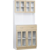 HOMCOM Küchenschrank 180 cm Küchenbuffet Hochschrank mit Glastüren Geschirrschrank  Esszimmerschrank mit Schubladen Schrank 80 x 40 x 180 cm   Aosom von HOMCOM