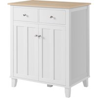HOMCOM Küchenschrank Beistellschrank Aufbewahrungsschrank für Schlafzimmer, Wohnzimmer Büro mit 2 Türen 2 Schubladen - 76 x 48 x 91 cm - Weiß und Holzoptik   Aosom von HOMCOM