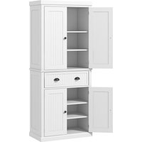 HOMCOM Küchenschrank Buffet Küchen Speicherschrank Mehrzweckschrank verstellbare Regale 4 Türen und große Schublade 76,2 x 40,2 x 183 cm weiß   Aosom von HOMCOM