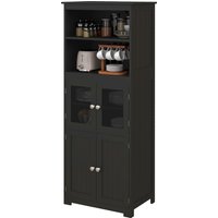 HOMCOM Küchenschrank Buffet Küchenvitrine Aufbewahrungsmöbel mit 2 Nischen, 2 Schränken mit 4 Türen inkl. 2 Glastüren, verstellbare Regalböden - 60B x 30T x 162H cm Schwarz   Aosom von HOMCOM