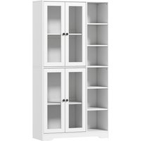 HOMCOM Küchenschrank Buffetschrank mit 4 Soft-Close-Glastüren, 6 offenen Fächern, Moderner Hochschrank mit Verstellbaren Einlegeböden, Vorratsschrank, 90 x 35 x 172 cm, Weiß Aosom HOMCOM Küchenschrank Buffetschrank mit 4 Soft-Close-Glastüren, 6 offenen Fächern, Moderner Hochschrank mit Verstellbaren Einlegeböden, Vorratsschrank, 90 x 35 x 172 cm, Weiß Aosom von HOMCOM