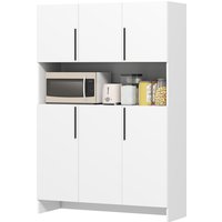 HOMCOM Küchenschrank Buffetschrank mit Arbeitsplatte, 6 Türen, 4 Schränken, Hochschrank mit geräuschlosen Scharnieren, Mikrowellenschrank mit Modernem Design, Weiß   Aosom von HOMCOM