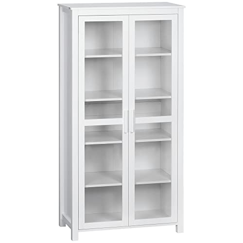 HOMCOM Küchenschrank Hochschrank Küchenbuffet mit 2 Glastüren Esszimmerschrank Vitrinenschrank mit 2 verstellbaren Innenböden Kippschutz Spanplatte Weiß 80 x 39,5 x 160 cm HOMCOM Küchenschrank Hochschrank Küchenbuffet mit 2 Glastüren Esszimmerschrank Vitrinenschrank mit 2 verstellbaren Innenböden Kippschutz Spanplatte Weiß 80 x 39,5 x 160 cm von HOMCOM