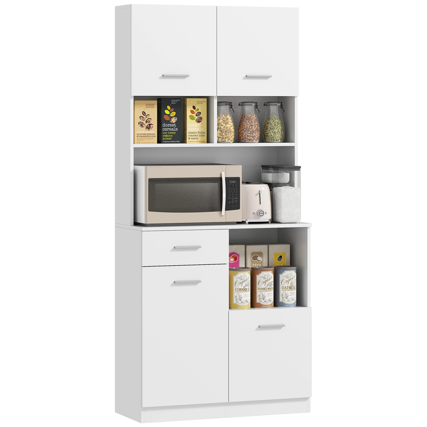 HOMCOM Küchenschrank Hochschrank MDF Weiß 80L x 35B x 180H cm HOMCOM Küchenschrank Hochschrank MDF Weiß 80L x 35B x 180H cm von HOMCOM