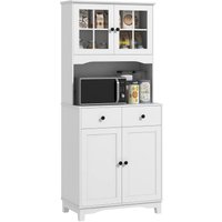 HOMCOM Küchenschrank Hochschrank mit Mikrowellenregal 2 Schränken für Wohnzimmer von HOMCOM