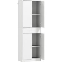 HOMCOM Küchenschrank Hochschrank mit Verstellbaren Einlegeböden, 4 Türen Buffetschrank mit Schublade, Vorratsschrank mit Skandinavischem Design, Weiß   Aosom von HOMCOM