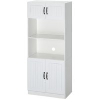 HOMCOM Küchenschrank Küchenbuffet Hochschrank mit 2 Regalen und 2 Schränken mit verstellbaren Regalböden Mikrowellenregal Anti-Kipp-Gurt   Aosom von HOMCOM