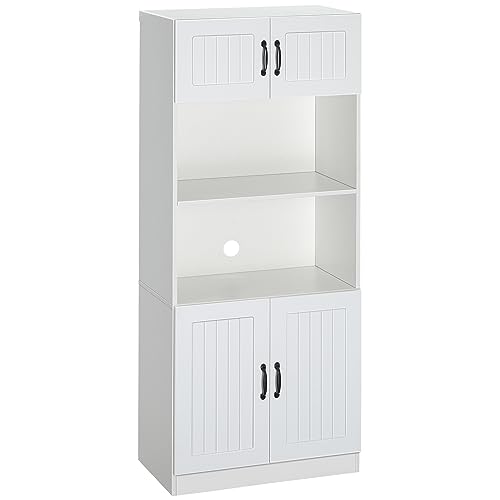 HOMCOM Küchenschrank Küchenbuffet Hochschrank mit 2 Regalen und 2 Schränken Esszimmerschrank mit verstellbaren Regalböden Mikrowellenregal Anti-Kipp-Gurt Landhausstil Weiß HOMCOM Küchenschrank Küchenbuffet Hochschrank mit 2 Regalen und 2 Schränken Esszimmerschrank mit verstellbaren Regalböden Mikrowellenregal Anti-Kipp-Gurt Landhausstil Weiß von HOMCOM
