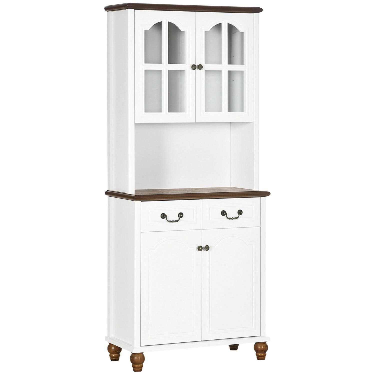 HOMCOM Küchenschrank MDF Gehärtetes Glas Weiß 76L x 38B x 182H cm HOMCOM Küchenschrank MDF Gehärtetes Glas Weiß 76L x 38B x 182H cm von HOMCOM