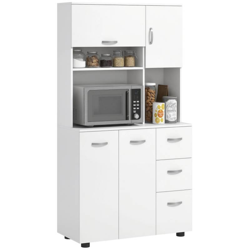 HOMCOM Küchenschrank MDF Spanplatte 89L x 39,5B x 168H cm Weiß von HOMCOM