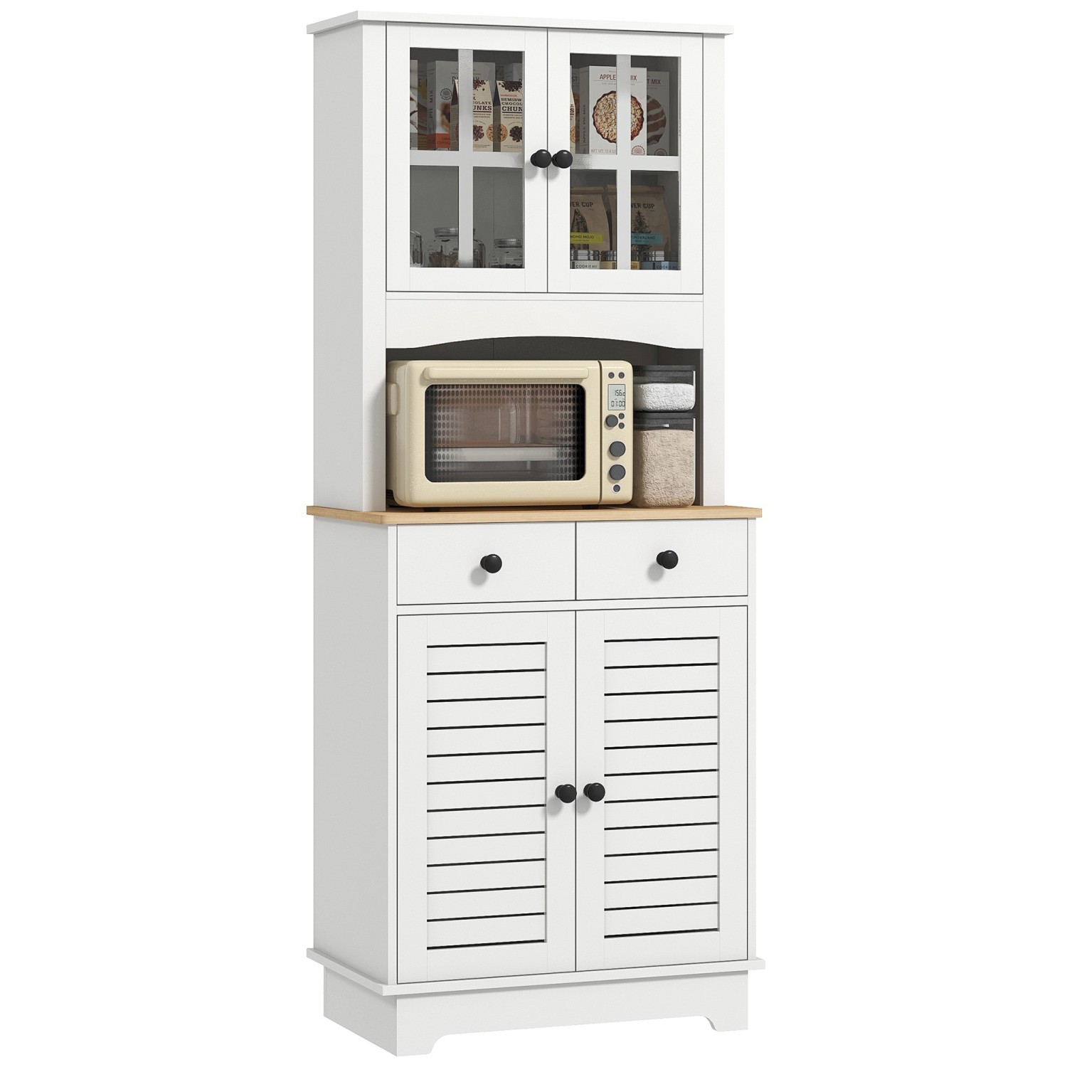 HOMCOM Küchenschrank MDF Spanplatte WeißNaturholz 68L x 39,5B x 170H cm HOMCOM Küchenschrank MDF Spanplatte WeißNaturholz 68L x 39,5B x 170H cm von HOMCOM