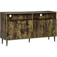 HOMCOM Küchenschrank  Sideboard mit 2 Fächern und 2 Schränken, Aufbewahrungsschrank im Industrie-Design, Rustikales Braun+Schwarz, 147x40x83cm  Aosom.de von HOMCOM