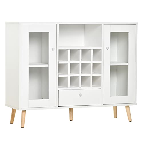 HOMCOM Küchenschrank Sideboard Küchenmöbel mit Glastüren Schublade und 12-Flaschen Weinregal für Esszimmer Küche Spanplatte Hartholz Weiß 100 x 33 x 80 cm HOMCOM Küchenschrank Sideboard Küchenmöbel mit Glastüren Schublade und 12-Flaschen Weinregal für Esszimmer Küche Spanplatte Hartholz Weiß 100 x 33 x 80 cm von HOMCOM