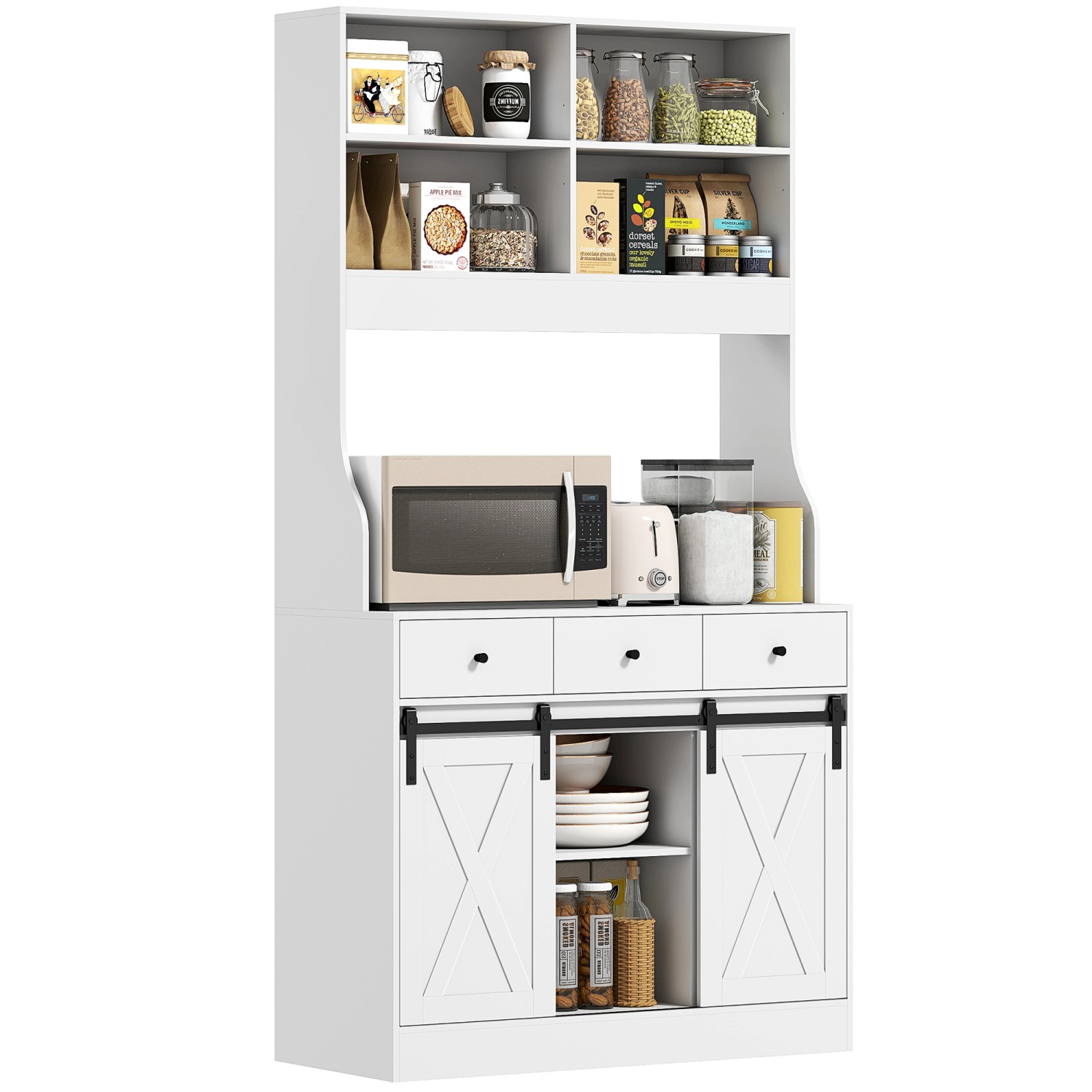HOMCOM Küchenschrank Spanplatte 93,5L x 40B x 180H cm Weiß HOMCOM Küchenschrank Spanplatte 93,5L x 40B x 180H cm Weiß von HOMCOM