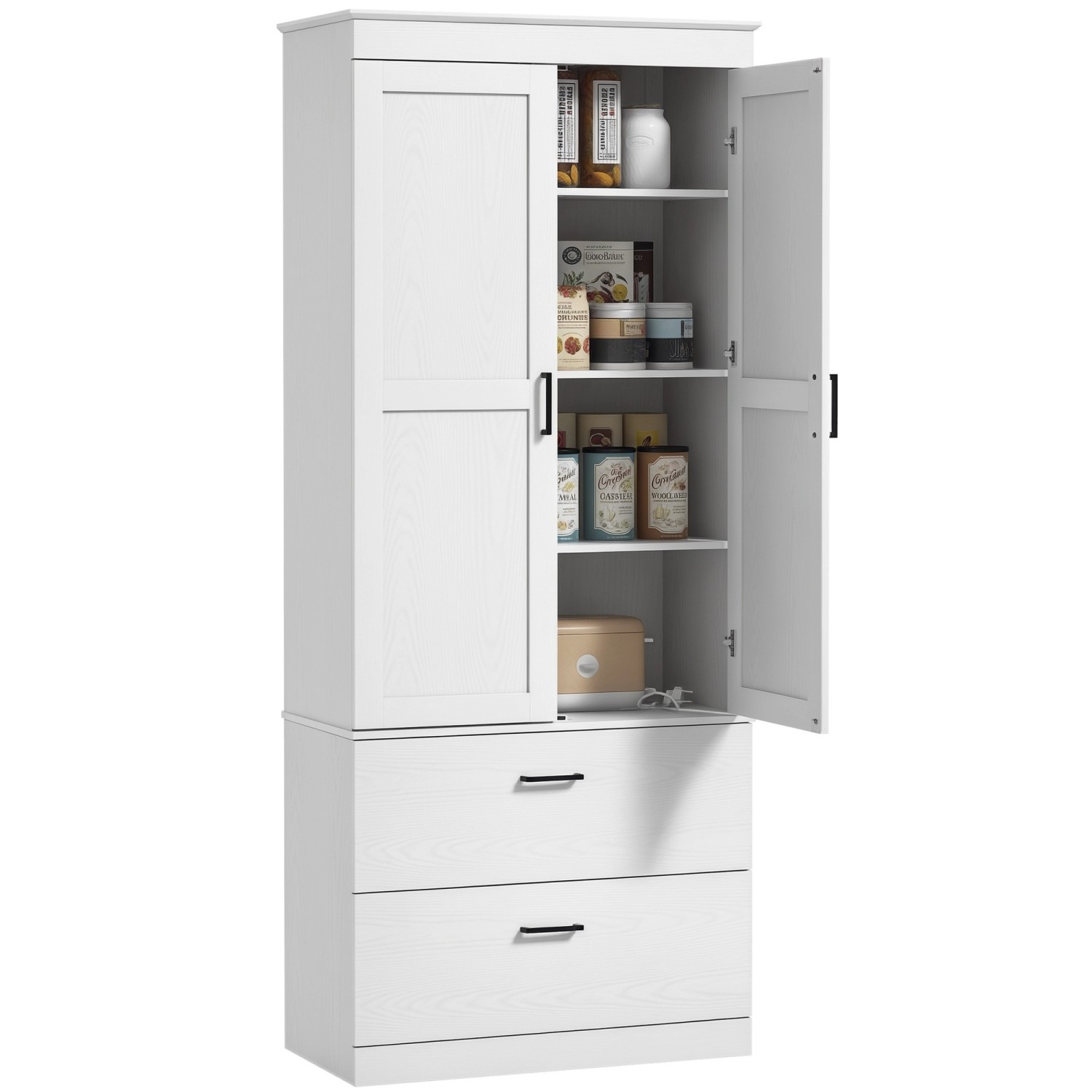 HOMCOM Küchenschrank Spanplatte MDF 75L x 39B x 178H cm Cremeweiß HOMCOM Küchenschrank Spanplatte MDF 75L x 39B x 178H cm Cremeweiß von HOMCOM