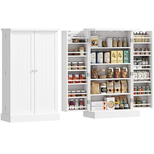 HOMCOM Küchenschrank Speisekammer 2 Türen mit 5 Regalen und 12 Einlegeböden - ABM. 60L x 30l x 104H cm - weiß HOMCOM Küchenschrank Speisekammer 2 Türen mit 5 Regalen und 12 Einlegeböden - ABM. 60L x 30l x 104H cm - weiß von HOMCOM