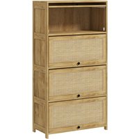 HOMCOM Küchenschrank im Boho-Stil mit 4 Klappentüren, Küchenbuffet aus Spanplatten und Rattan, 70x32x132.8 cm, Farbe Holz Aosom HOMCOM Küchenschrank im Boho-Stil mit 4 Klappentüren, Küchenbuffet aus Spanplatten und Rattan, 70x32x132.8 cm, Farbe Holz Aosom von HOMCOM