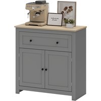 HOMCOM Küchenschrank mit Schublade und Schrank mit Regal verstellbar auf 3 Ebenen, Sideboard mit Eichenoptik-Arbeitsplatte, für Eingang, Küche und Esszimmer, 78,5x35x80 cm, Grau   Aosom von HOMCOM