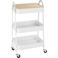 HOMCOM Küchenwagen  3-Etagen Metallrollwagen mit großem Stauraum und Deckel, für Küche und Büro, Stahl, Weiß, 45x31x79,4cm  Aosom.de von HOMCOM