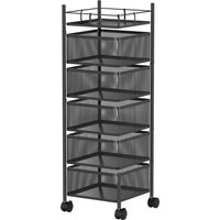 HOMCOM Küchenwagen Rollwagen mit 5 Ebenen Servierwagen mit drehbaren Körben, Griff, Küchenregal auf Rollen, Allzweckwagen Aufbewahrungswagen Küchenrollwagen für Küche Bad Büro Wohnzimmer Schwarz   Aosom von HOMCOM