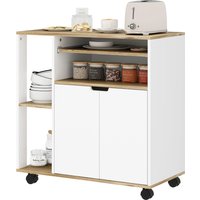HOMCOM Küchenwagen Servierwagen mit Schrank, verschiebbaren und verstellbaren Einlegeböden, Rollwagen mit Arbeitsplatte, Rollen für Esszimmer, 80 x 40 x 82 cm, Weiß Aosom HOMCOM Küchenwagen Servierwagen mit Schrank, verschiebbaren und verstellbaren Einlegeböden, Rollwagen mit Arbeitsplatte, Rollen für Esszimmer, 80 x 40 x 82 cm, Weiß Aosom von HOMCOM