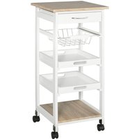HOMCOM Küchenwagen Servierwagen mit Schublade abnehmbares Tablett Kiefer Weiß 37x37x82 cm für Küche und Essbereich Aosom.de HOMCOM Küchenwagen Servierwagen mit Schublade abnehmbares Tablett Kiefer Weiß 37x37x82 cm für Küche und Essbereich Aosom.de von HOMCOM