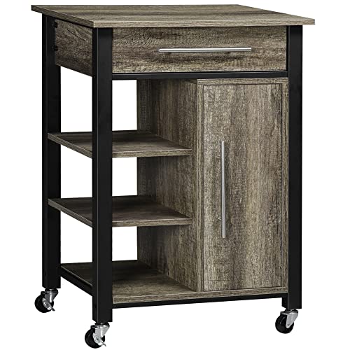 HOMCOM Küchenwagen auf Rollen mit Schublade - ABM. 60 x 50 x 84,5 cm - schwarz und Holzimitat HOMCOM Küchenwagen auf Rollen mit Schublade - ABM. 60 x 50 x 84,5 cm - schwarz und Holzimitat von HOMCOM