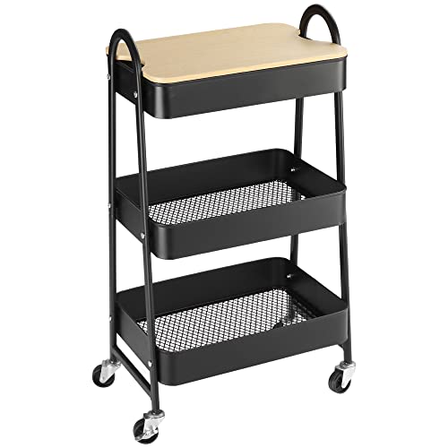 HOMCOM Küchenwagen mit 3 Etagen Küchenwagen mit 3 Stahlkörben und 1 Abdeckplatte für Esszimmer Bad 45x31x79,4 cm Schwarz HOMCOM Küchenwagen mit 3 Etagen Küchenwagen mit 3 Stahlkörben und 1 Abdeckplatte für Esszimmer Bad 45x31x79,4 cm Schwarz von HOMCOM