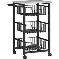 HOMCOM Küchenwagen Servierwagen mit Arbeitsplatte, 3 ausziehbaren Stahlkörben, Rollwagen für Büro, 49,5 x 31 x 69 cm, Hellgrau Aosom HOMCOM Küchenwagen Servierwagen mit Arbeitsplatte, 3 ausziehbaren Stahlkörben, Rollwagen für Büro, 49,5 x 31 x 69 cm, Hellgrau Aosom von HOMCOM