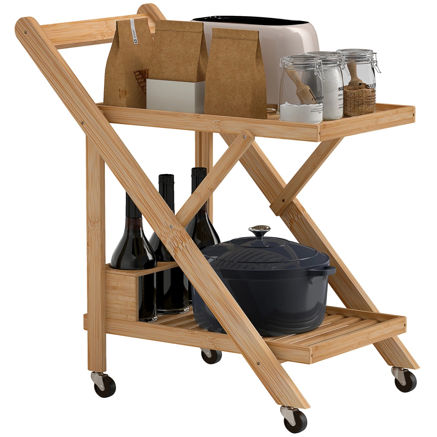 HOMCOM Küchenwagen mit Arbeitsplatte Bambus Naturholz 66L x 40B x 70H cm HOMCOM Küchenwagen mit Arbeitsplatte Bambus Naturholz 66L x 40B x 70H cm von HOMCOM