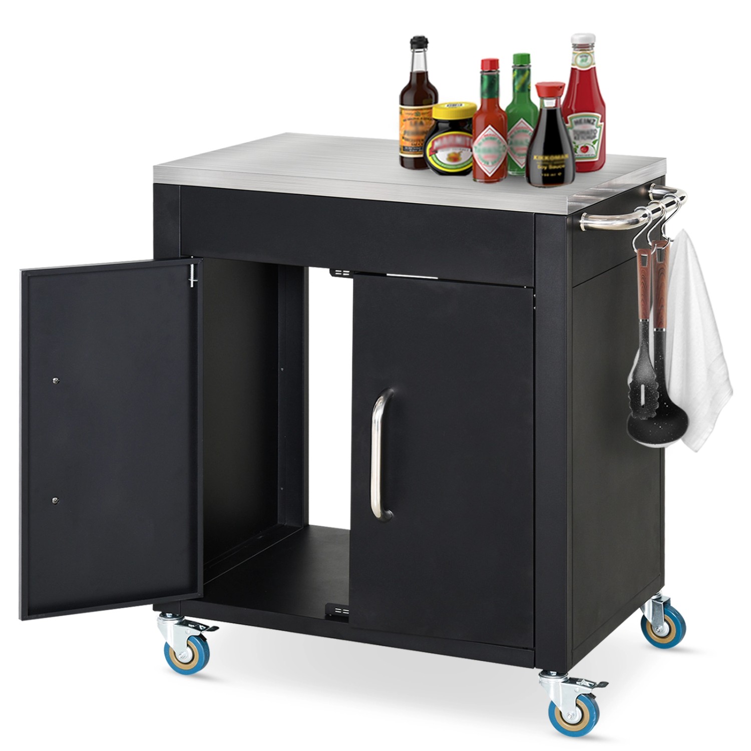 HOMCOM Küchenwagen mit Edelstahlgriffe Küchenhilfe Schwarz 86 x 50 x 86,5 cm HOMCOM Küchenwagen mit Edelstahlgriffe Küchenhilfe Schwarz 86 x 50 x 86,5 cm von HOMCOM
