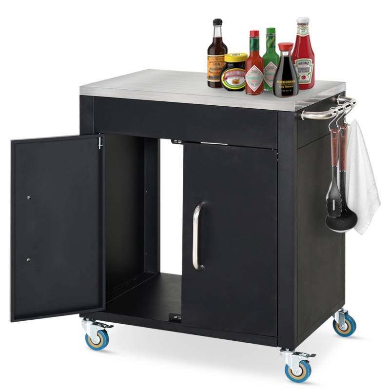 HOMCOM Küchenwagen mit Edelstahlgriffe Küchenhilfe Schwarz 86 x 50 x 86,5 cm von HOMCOM