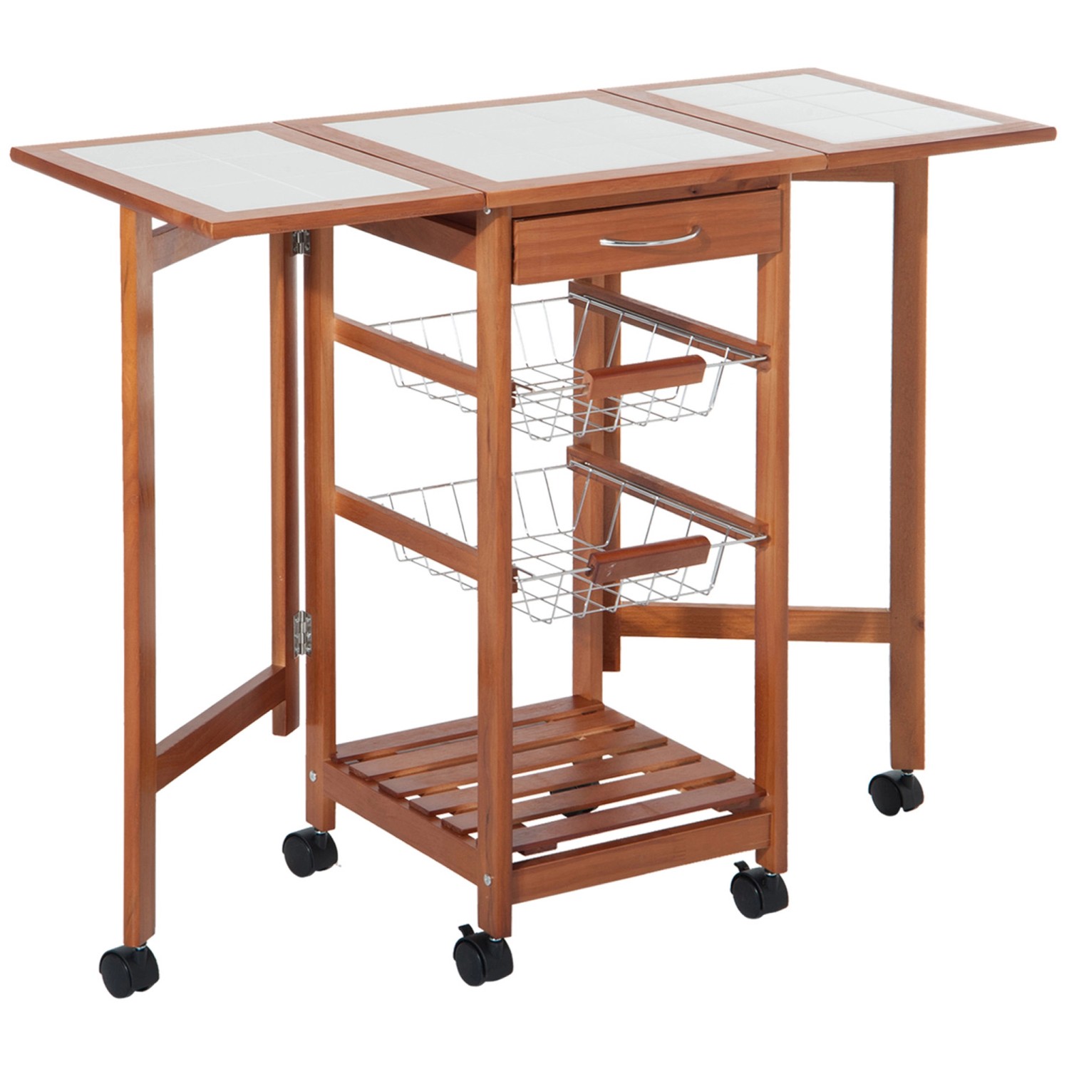 HOMCOM Küchenwagen mit Klappbarer Tischplatte Kiefernholz Natur 91 x 37 x 75 cm HOMCOM Küchenwagen mit Klappbarer Tischplatte Kiefernholz Natur 91 x 37 x 75 cm von HOMCOM