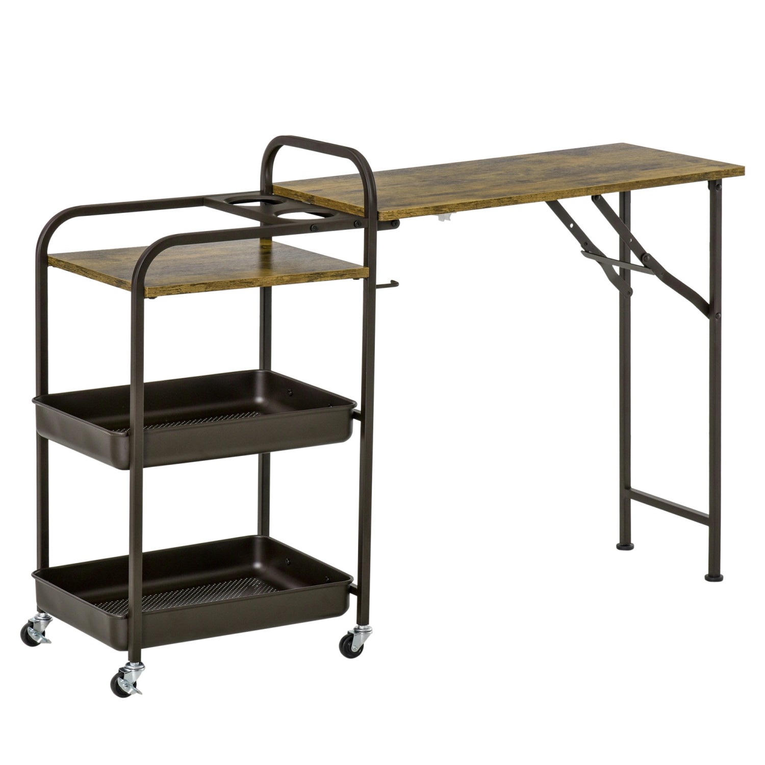 HOMCOM Küchenwagen mit Klappbarer Tischplatte Rustikal-Braun 118 x 36,5 x 82cm HOMCOM Küchenwagen mit Klappbarer Tischplatte Rustikal-Braun 118 x 36,5 x 82cm von HOMCOM