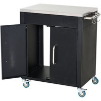 Küchenwagen mit Rollen, Servierwagen, Rollwagen mit Schrank, Haken und Edelstahlgriffe, Küchenhilfe, bbq Grilltisch aus Edelstahl Küchentrolley, 86 x von HOMCOM