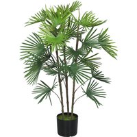 HOMCOM Künstliche Palme 90 cm mit 24 Blättern für Innenräume mit Ø16,5x13,5 cm Topf, Grüne Kunststoffpflanze   Aosom von HOMCOM