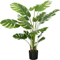 HOMCOM Künstliche Monstera 120cm Kunstpflanze mit Übertopf und PE-Moos, täuschend echt für Wohnzimmer und Dekoration in Grün   Aosom.de von HOMCOM