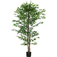 HOMCOM Künstliche Pflanze, 180 cm Kunstpflanze mit Übertopf, Kunstmoos, Künstlich Ficus Kunstbaum, Zimmerpflanze für Wohnzimmer, Grün   Aosom von HOMCOM