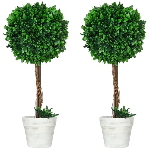 HOMCOM 2er-Set Künstlicher Buchsbaum groß 60 cm, Kunstpflanze UV-beständig, Plastik Künstliche Pflanzen im Topf, Kunstbaum, Fake Plant wie echt für Wohnzimmer Schlafzimmer Büro Garten Deko Geschenk HOMCOM 2er-Set Künstlicher Buchsbaum groß 60 cm, Kunstpflanze UV-beständig, Plastik Künstliche Pflanzen im Topf, Kunstbaum, Fake Plant wie echt für Wohnzimmer Schlafzimmer Büro Garten Deko Geschenk von HOMCOM