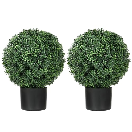HOMCOM 2er Set Künstliche Buchsbaum 52cm Kunstpflanze, Runde Fake Plant Buchsbaum im Topf, Künstliche Pflanzen wie echt für Wohnzimmer Schlafzimmer Büro Deko HOMCOM 2er Set Künstliche Buchsbaum 52cm Kunstpflanze, Runde Fake Plant Buchsbaum im Topf, Künstliche Pflanzen wie echt für Wohnzimmer Schlafzimmer Büro Deko von HOMCOM