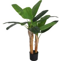 HOMCOM Künstlicher Bananenbaum Hoch 120 cm mit Inklusivem Topf, Künstliche Pflanze mit 2 Stämmen und 15 Blättern für Innenräume, Grün   Aosom von HOMCOM