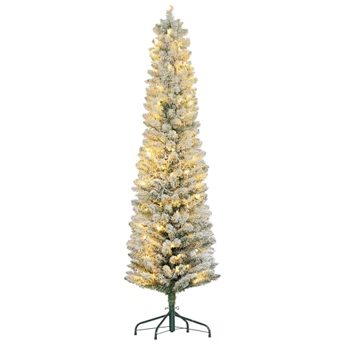 HOMCOM Künstlicher Weihnachtsbaum, 180 cm Christbaum mit 150 LED-Lichten 329 Astspitzen flammhemmend, für Weihnachtsfest, Indoor, Grün+Weiß HOMCOM Künstlicher Weihnachtsbaum, 180 cm Christbaum mit 150 LED-Lichten 329 Astspitzen flammhemmend, für Weihnachtsfest, Indoor, Grün+Weiß von HOMCOM