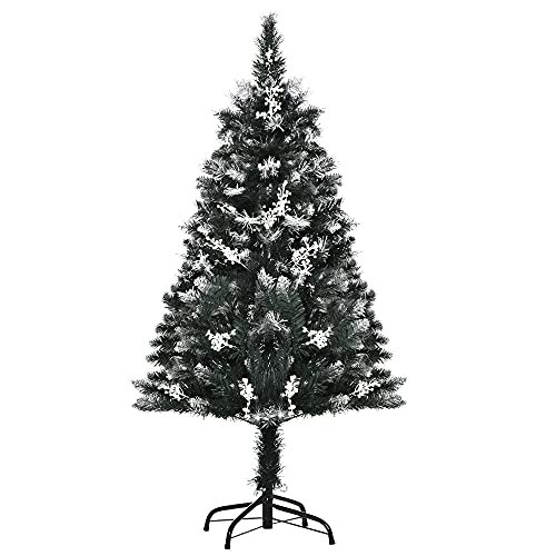 HOMCOM Künstlicher Weihnachtsbaum 1,2 m Christbaum Schnee getaucht Design Tannenbaum 222 Äste flammhemmend PVC Dunkelgrün Ø60 x 120 cm von HOMCOM