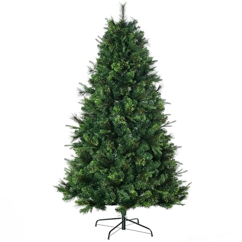 HOMCOM Künstlicher Weihnachtsbaum 180 cm Kunst Tannenbaum mit Standfuß, Kunsttanne mit 910 Astspitzen für Weihnachtsfest, Indoor, Grün von HOMCOM